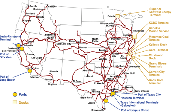 Coal Handling Ports and Docks mAP